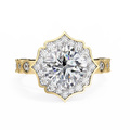 Cushion-Cut Lab-Grown Diamond Halo Ring | Floral Pavé Halo & Milgrain Shank | VR260071