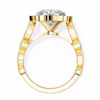 Cushion-Cut Lab-Grown Diamond Halo Ring | Floral Pavé Halo & Milgrain Shank | VR260071