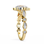 Cushion-Cut Lab-Grown Diamond Halo Ring | Floral Pavé Halo & Milgrain Shank | VR260071