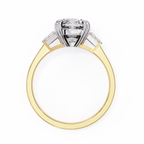 Cushion-Cut Lab-Grown Diamond Three-Stone Ring | Tapered Baguette & Pavé Shank | VR260074