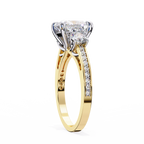 Princess-Cut Lab-Grown Diamond Three-Stone Ring | Round Brilliant Sides & Pavé Shank | VR260079
