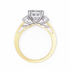 Princess-Cut Lab-Grown Diamond Three-Stone Ring | Round Brilliant Sides & Pavé Shank | VR260079
