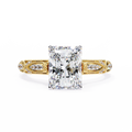 Radiant-Cut Lab-Grown Diamond Solitaire Ring | Art Deco Milgrain Shank & Pavé Bridge | VR260080