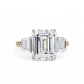 Emerald-Cut Lab-Grown Diamond Three-Stone Ring | Custom Baguette Sides & Diamond Shank | VR260083