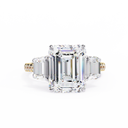 Emerald-Cut Lab-Grown Diamond Three-Stone Ring | Custom Baguette Sides & Diamond Shank | VR260083
