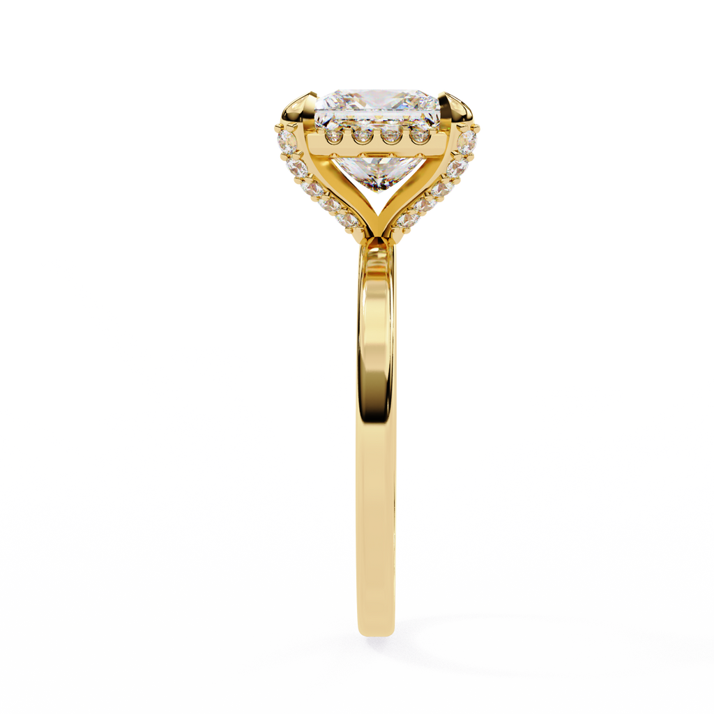 Princess-Cut Lab-Grown Diamond Halo Ring | Pavé Halo & Gallery Design | VR260087