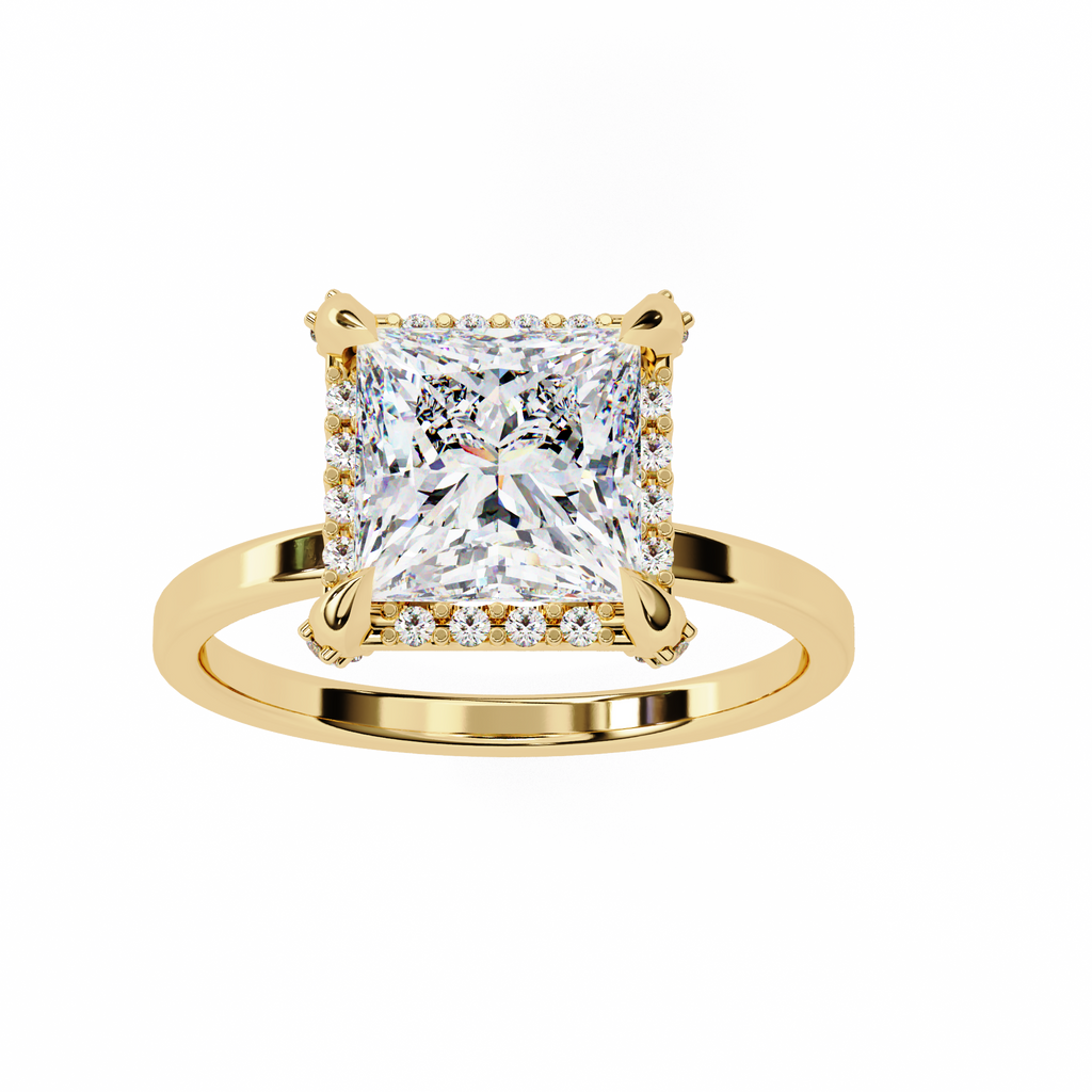 Princess-Cut Lab-Grown Diamond Halo Ring | Pavé Halo & Gallery Design | VR260087