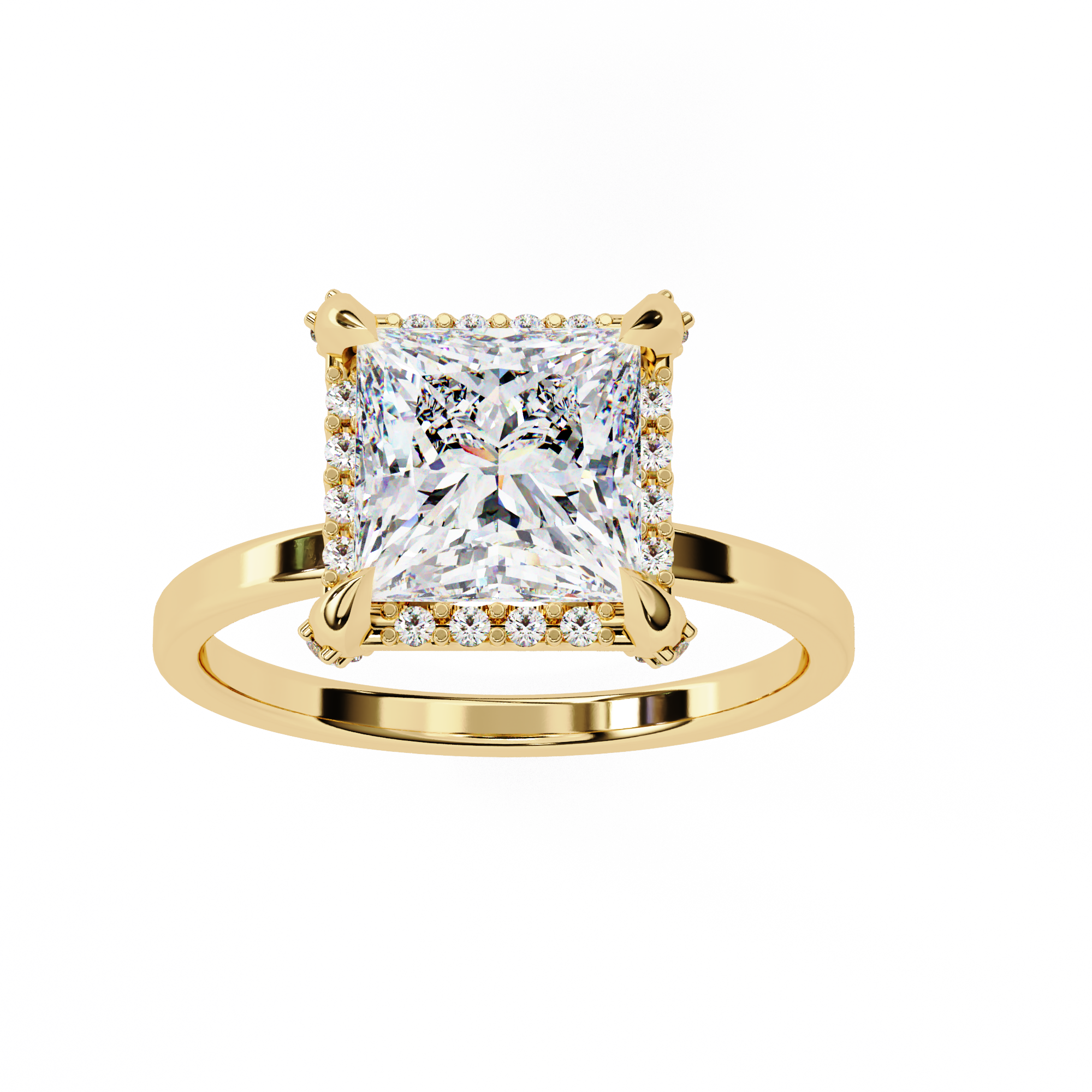 Princess-Cut Lab-Grown Diamond Halo Ring | Pavé Halo & Gallery Design | VR260087