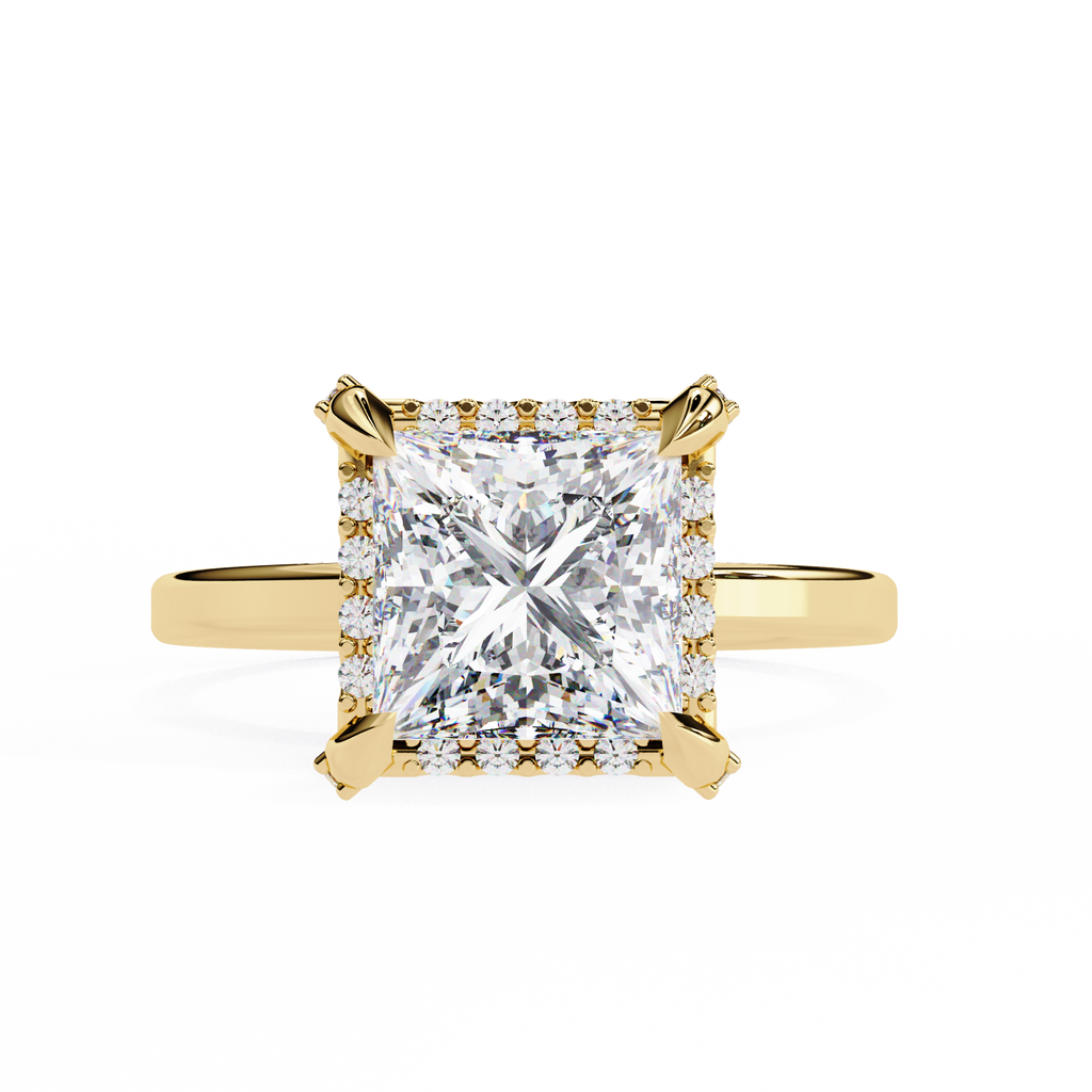 Princess-Cut Lab-Grown Diamond Halo Ring | Pavé Halo & Gallery Design | VR260087