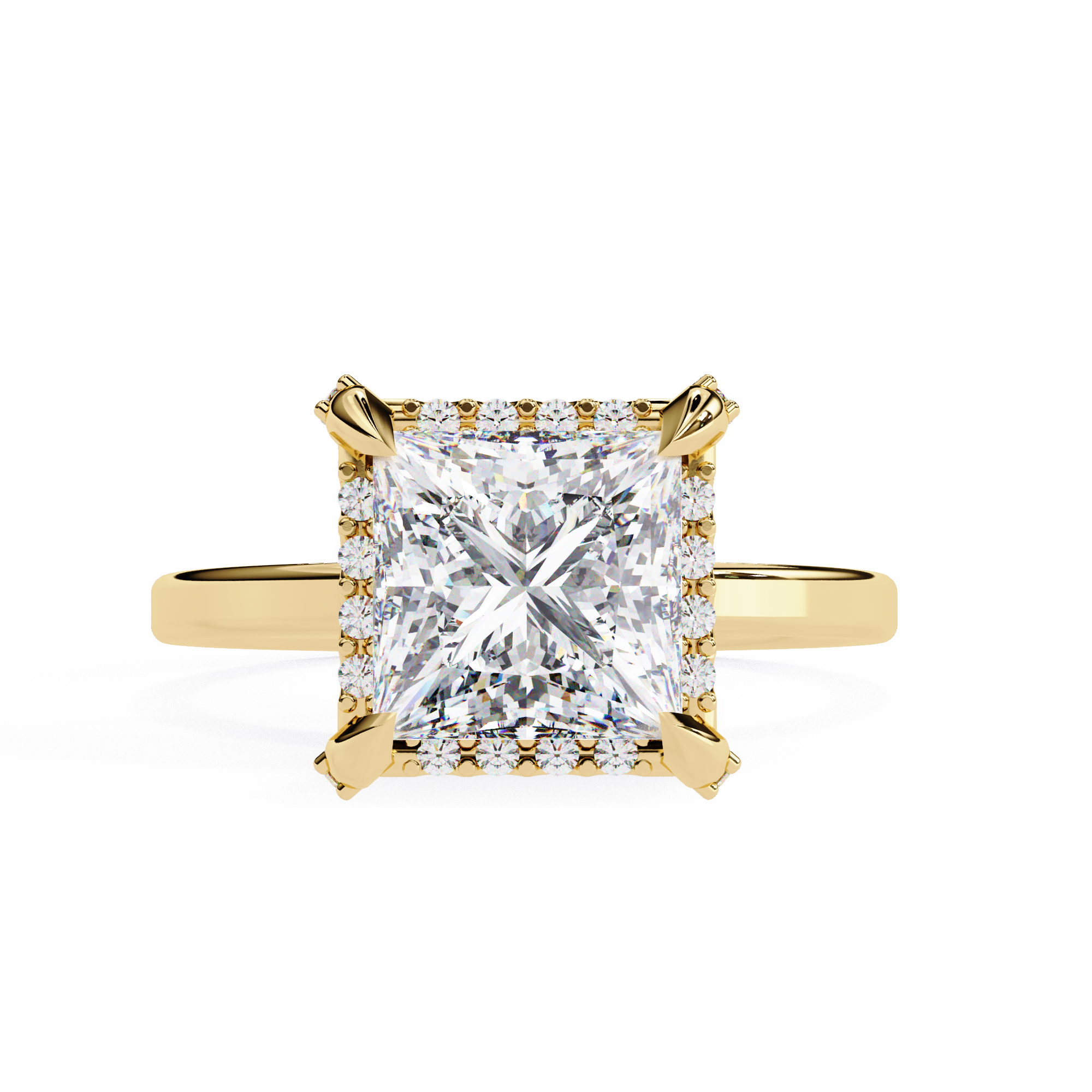 Princess-Cut Lab-Grown Diamond Halo Ring | Pavé Halo & Gallery Design | VR260087