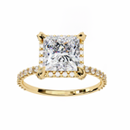 Princess-Cut Lab-Grown Diamond Halo Ring | Pavé Halo, Gallery & Shank | VR260088