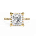 Princess-Cut Lab-Grown Diamond Halo Ring | Pavé Halo, Gallery & Shank | VR260088