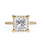 Princess-Cut Lab-Grown Diamond Halo Ring | Pavé Halo, Gallery & Shank | VR260088