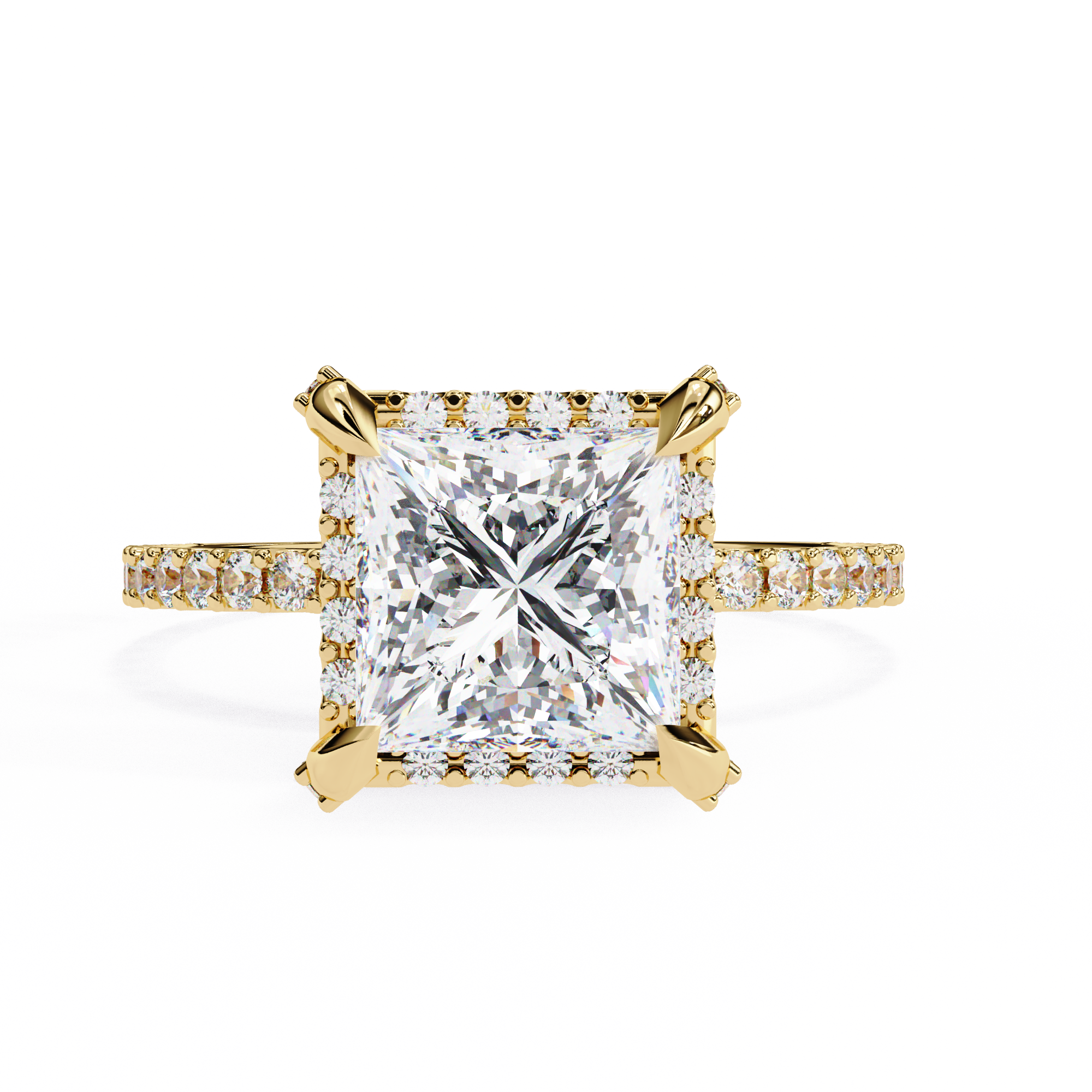 Princess-Cut Lab-Grown Diamond Halo Ring | Pavé Halo, Gallery & Shank | VR260088