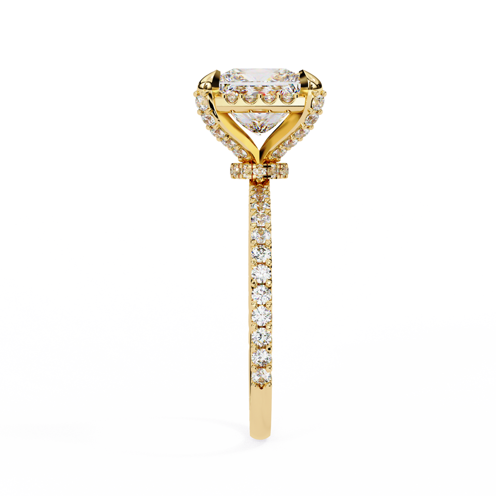 Princess-Cut Lab-Grown Diamond Halo Ring | Pavé Halo, Gallery & Shank | VR260088