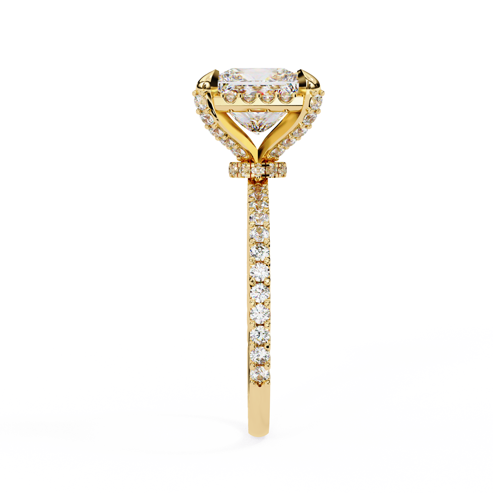 Princess-Cut Lab-Grown Diamond Halo Ring | Pavé Halo, Gallery & Shank | VR260088