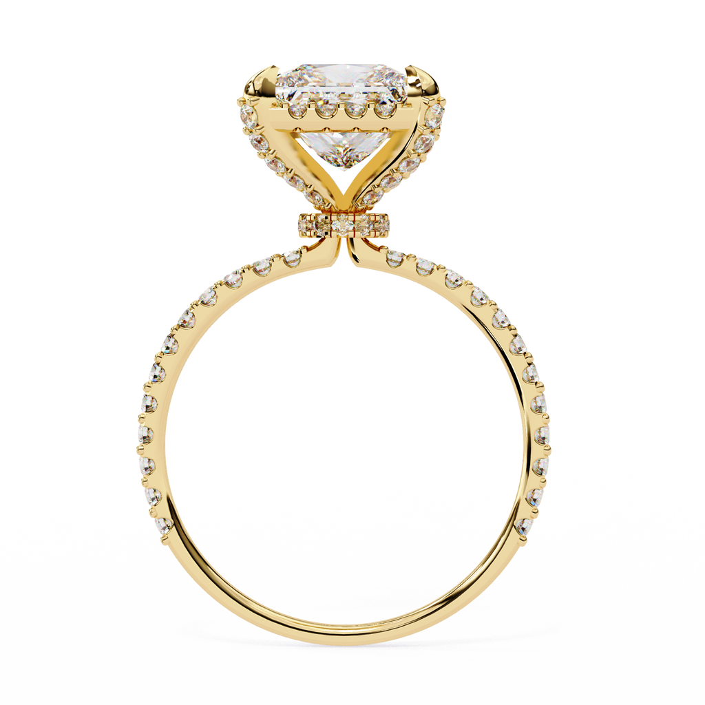 Princess-Cut Lab-Grown Diamond Halo Ring | Pavé Halo, Gallery & Shank | VR260088