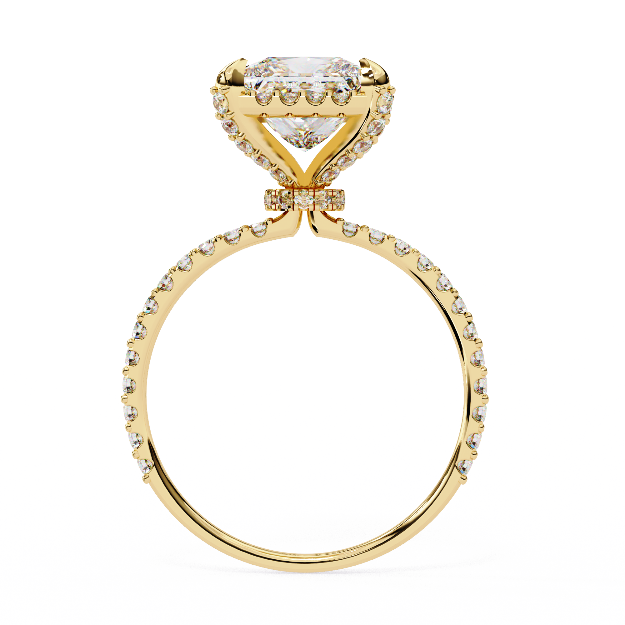 Princess-Cut Lab-Grown Diamond Halo Ring | Pavé Halo, Gallery & Shank | VR260088