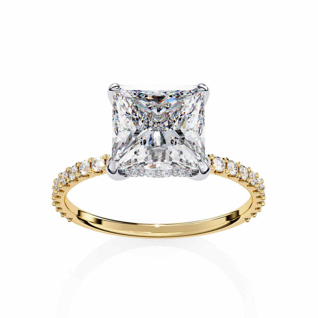 Princess-Cut Lab-Grown Diamond Solitaire Ring | Pavé Gallery & Pavé Shank | VR260089