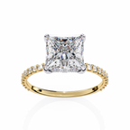 Princess-Cut Lab-Grown Diamond Solitaire Ring | Pavé Gallery & Pavé Shank | VR260089