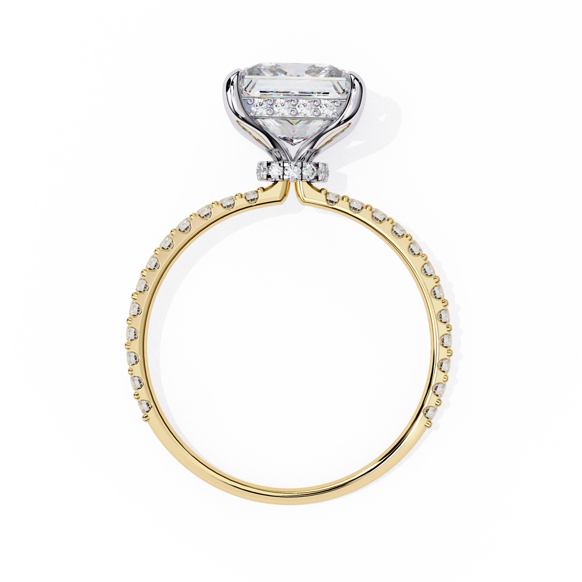 Princess-Cut Lab-Grown Diamond Solitaire Ring | Pavé Gallery & Pavé Shank | VR260089