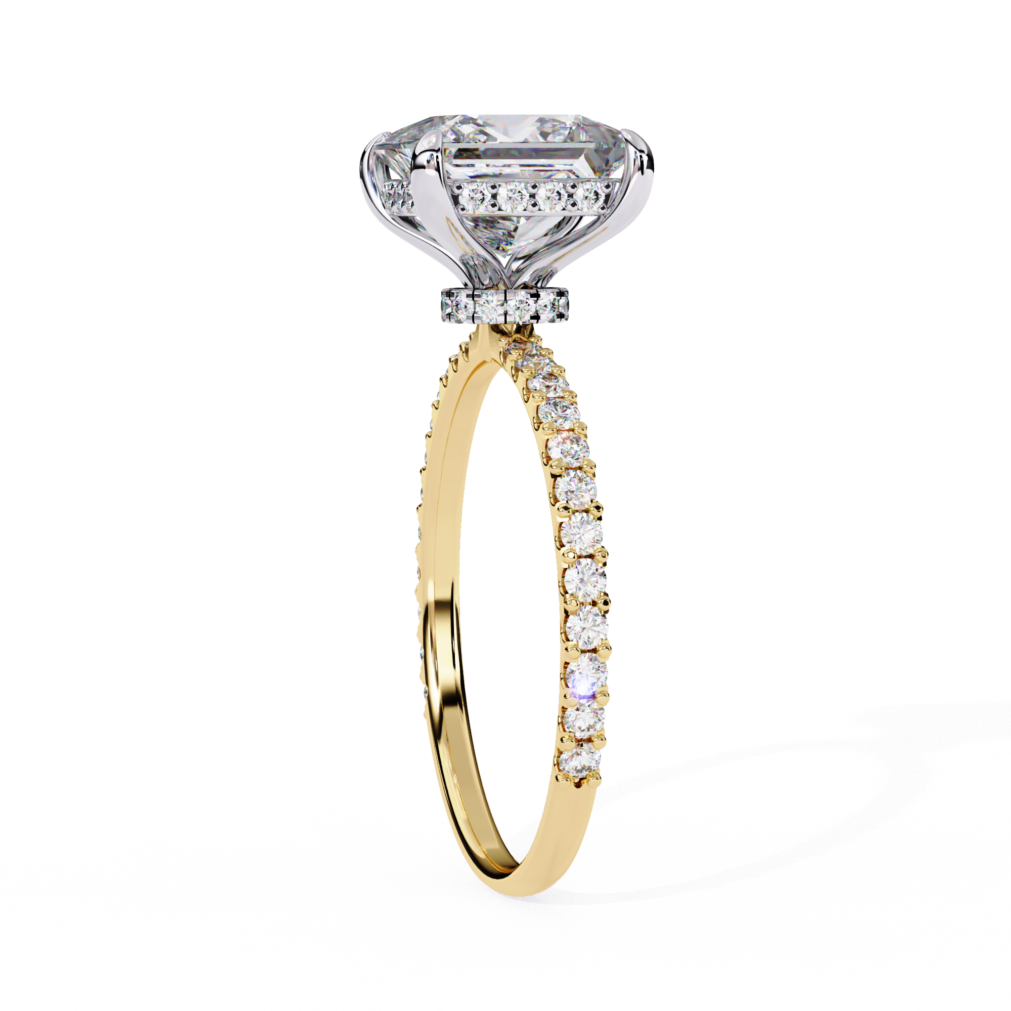 Princess-Cut Lab-Grown Diamond Solitaire Ring | Pavé Gallery & Pavé Shank | VR260089