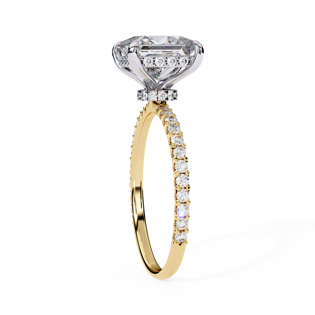 Princess-Cut Lab-Grown Diamond Solitaire Ring | Pavé Gallery & Pavé Shank | VR260089