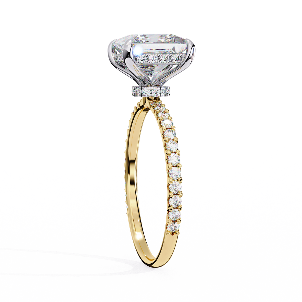 Princess-Cut Lab-Grown Diamond Solitaire Ring | Pavé Gallery & Pavé Shank | VR260089