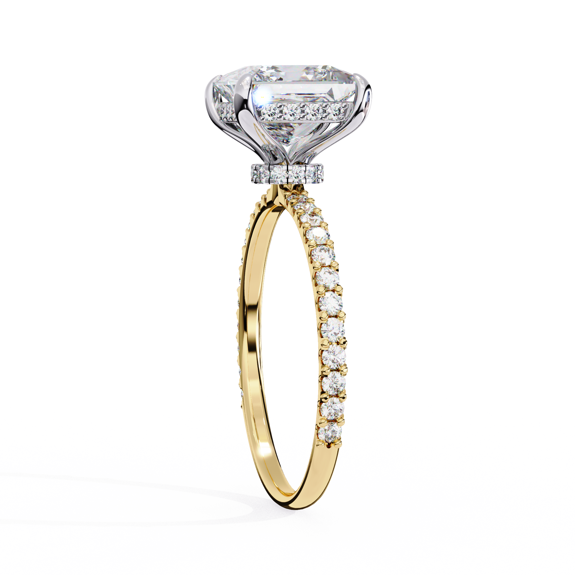 Princess-Cut Lab-Grown Diamond Solitaire Ring | Pavé Gallery & Pavé Shank | VR260089