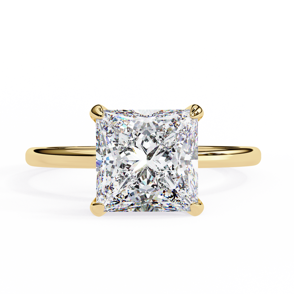 Princess-Cut Lab-Grown Diamond Solitaire Ring | Pavé Gallery & Plain Shank | VR260090
