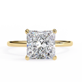 Princess-Cut Lab-Grown Diamond Solitaire Ring | Pavé Gallery & Plain Shank | VR260090