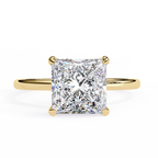 Princess-Cut Lab-Grown Diamond Solitaire Ring | Pavé Gallery & Plain Shank | VR260090