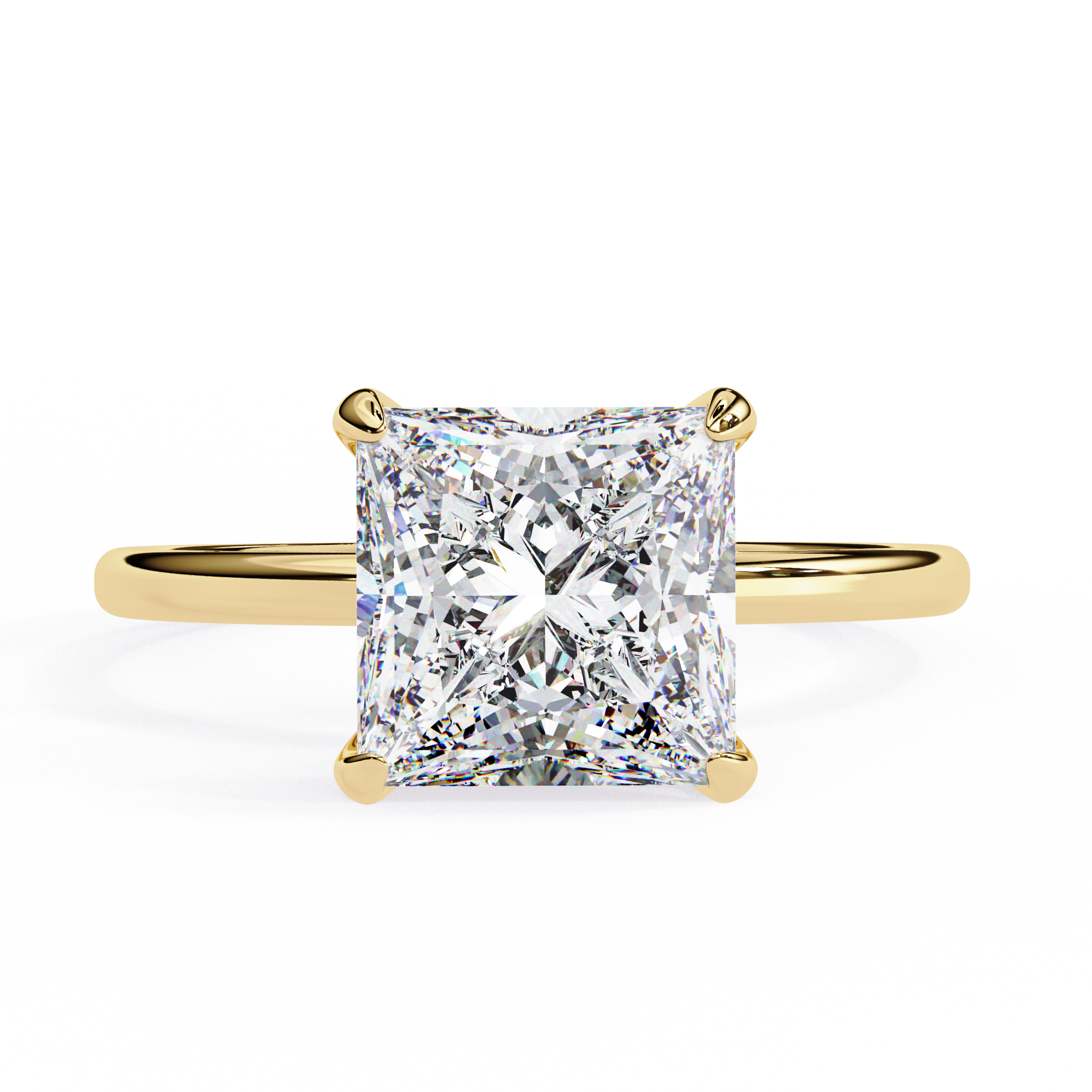 Princess-Cut Lab-Grown Diamond Solitaire Ring | Pavé Gallery & Plain Shank | VR260090