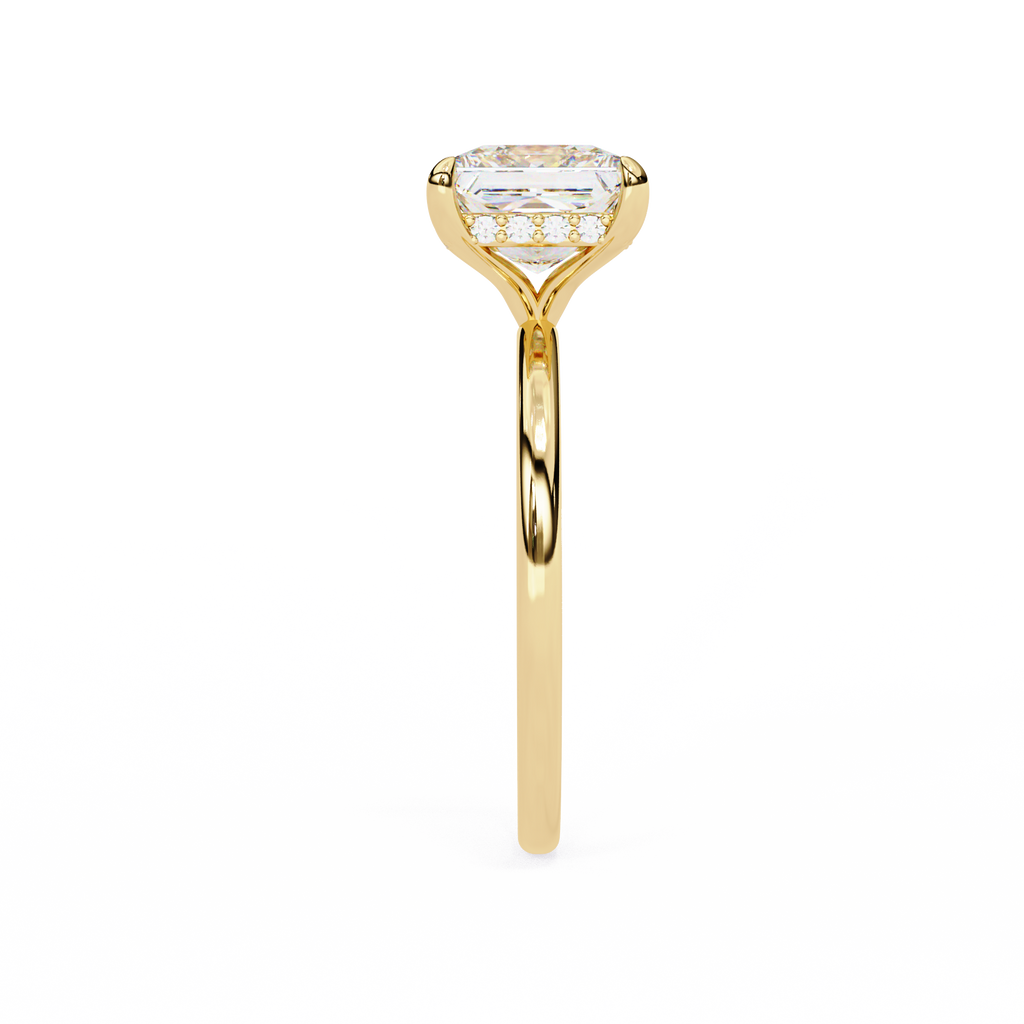 Princess-Cut Lab-Grown Diamond Solitaire Ring | Pavé Gallery & Plain Shank | VR260090