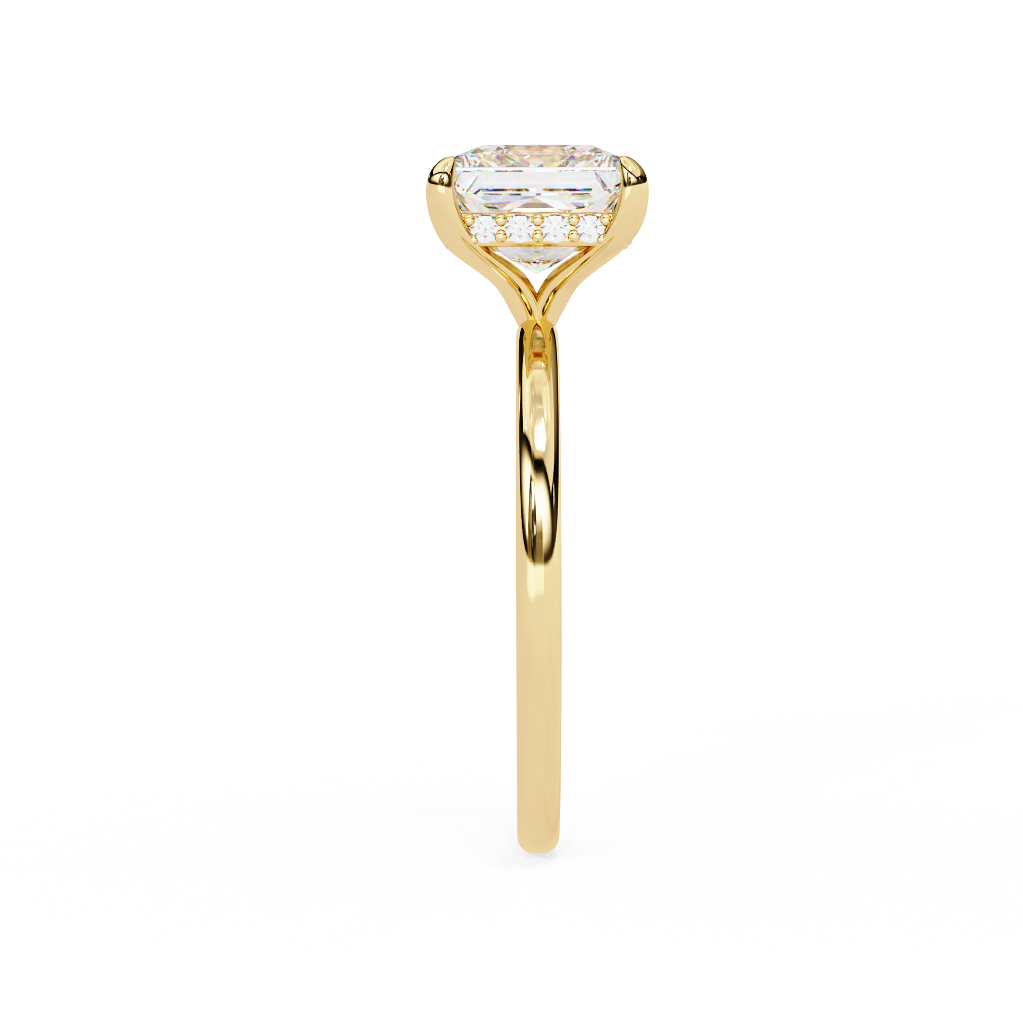 Princess-Cut Lab-Grown Diamond Solitaire Ring | Pavé Gallery & Plain Shank | VR260090