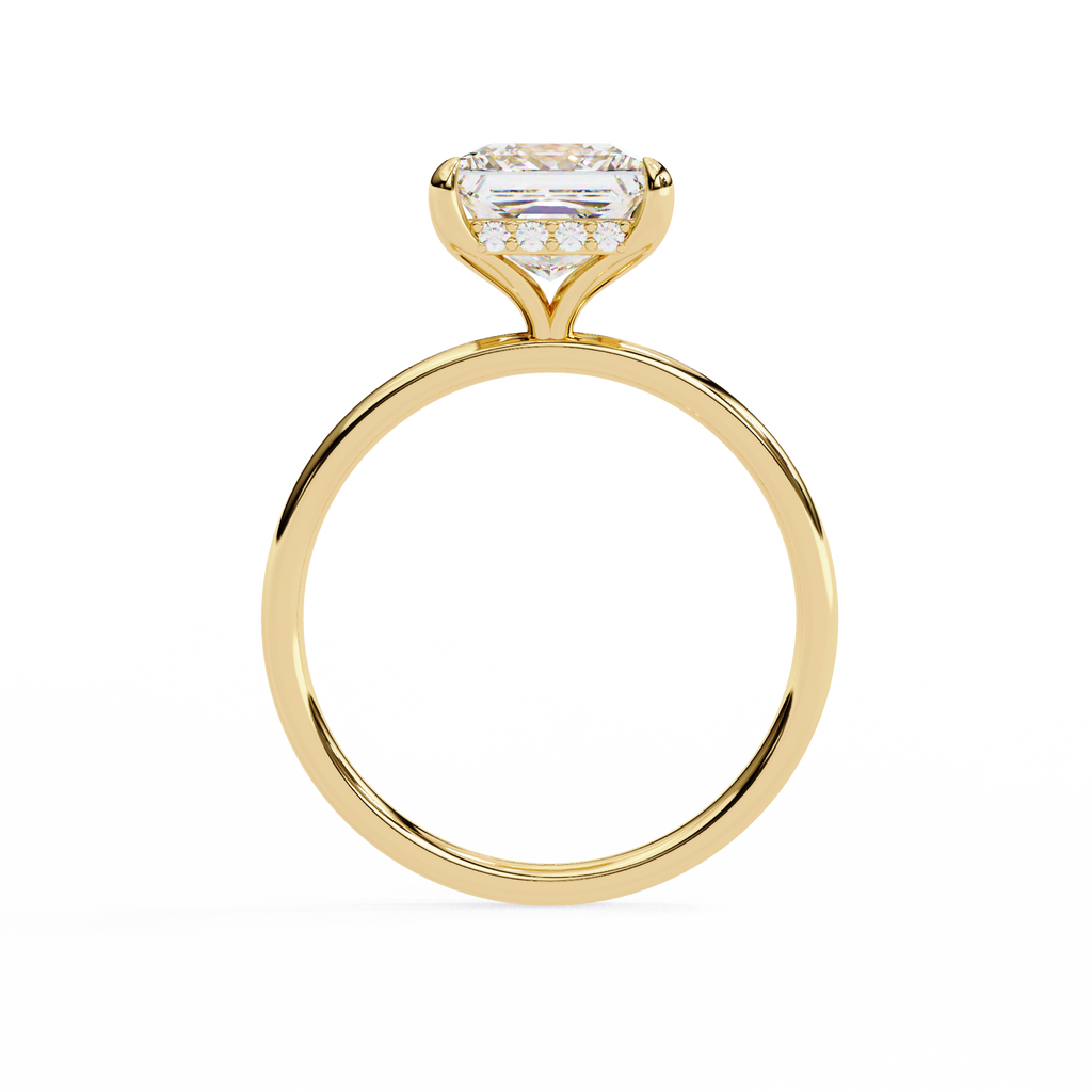 Princess-Cut Lab-Grown Diamond Solitaire Ring | Pavé Gallery & Plain Shank | VR260090