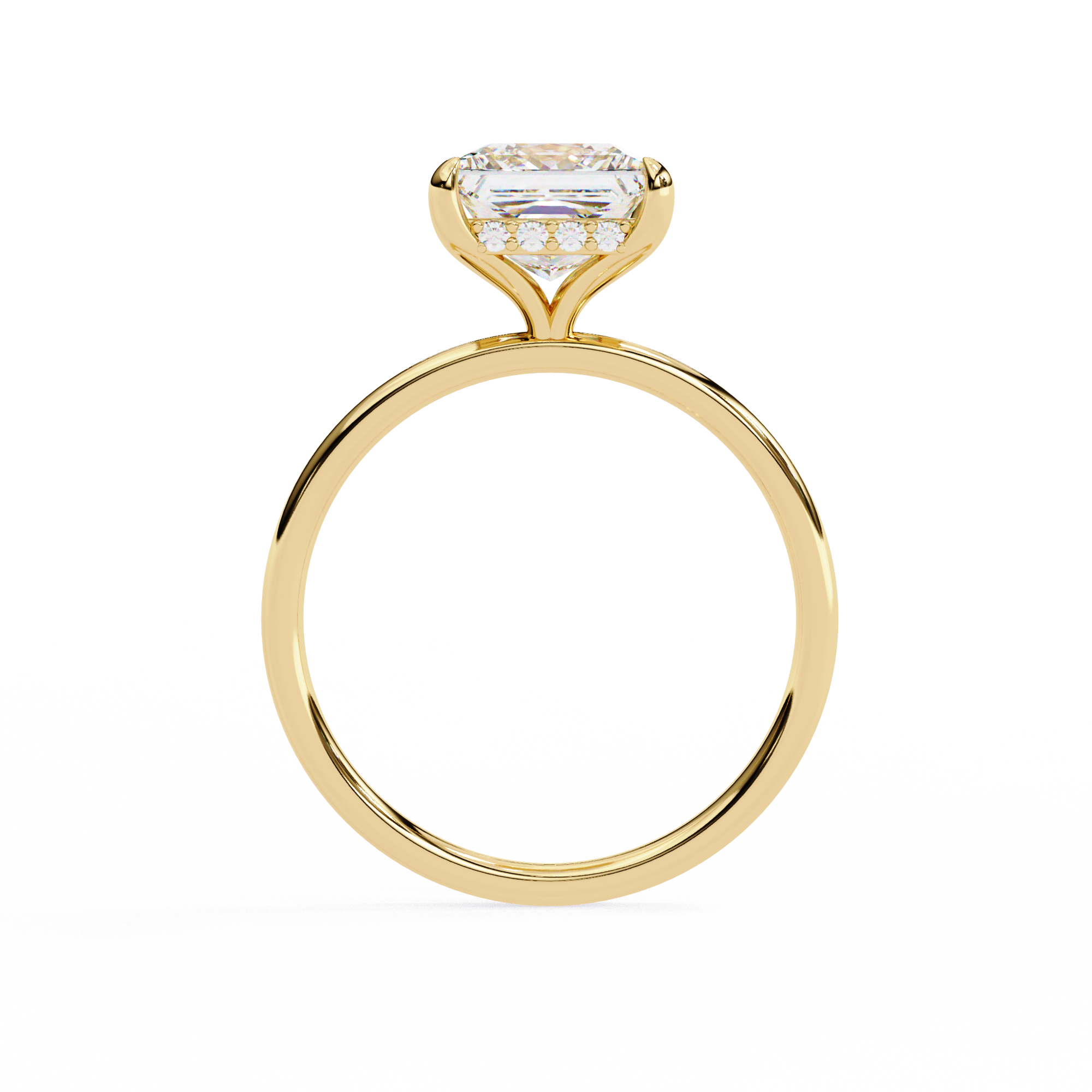 Princess-Cut Lab-Grown Diamond Solitaire Ring | Pavé Gallery & Plain Shank | VR260090