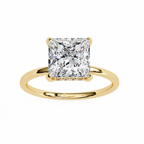 Princess-Cut Lab-Grown Diamond Solitaire Ring | Pavé Gallery & Plain Shank | VR260090