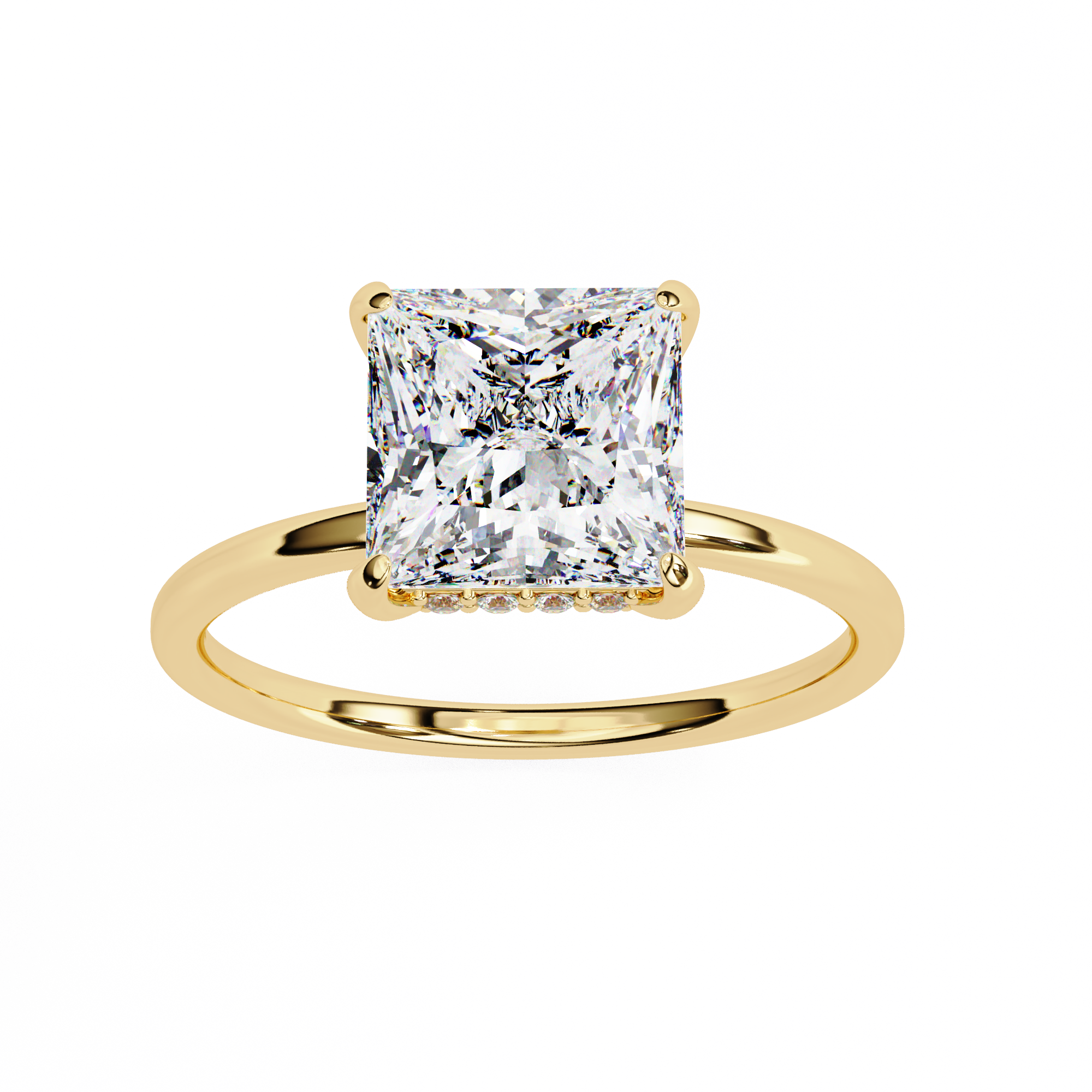 Princess-Cut Lab-Grown Diamond Solitaire Ring | Pavé Gallery & Plain Shank | VR260090