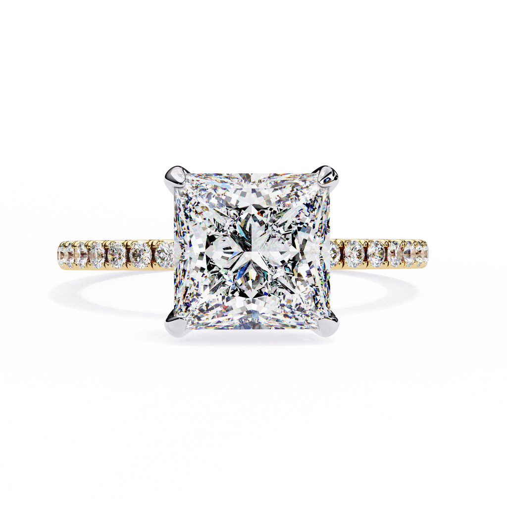Princess-Cut Lab-Grown Diamond Solitaire Ring | Pavé Gallery & Pavé Shank | VR260091
