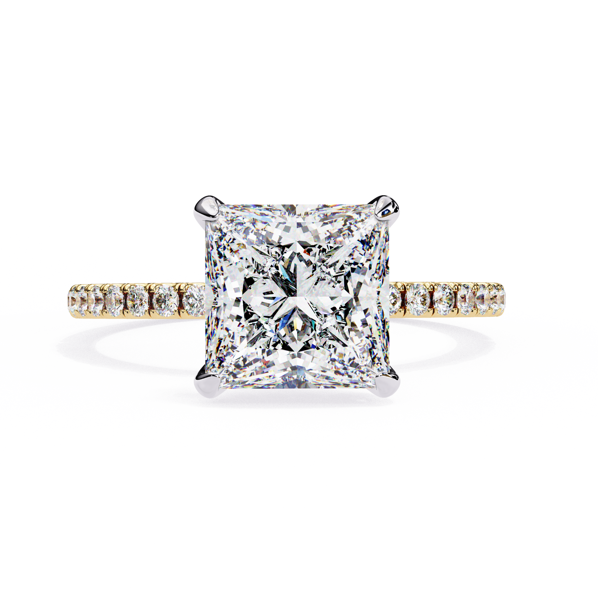 Princess-Cut Lab-Grown Diamond Solitaire Ring | Pavé Gallery & Pavé Shank | VR260091