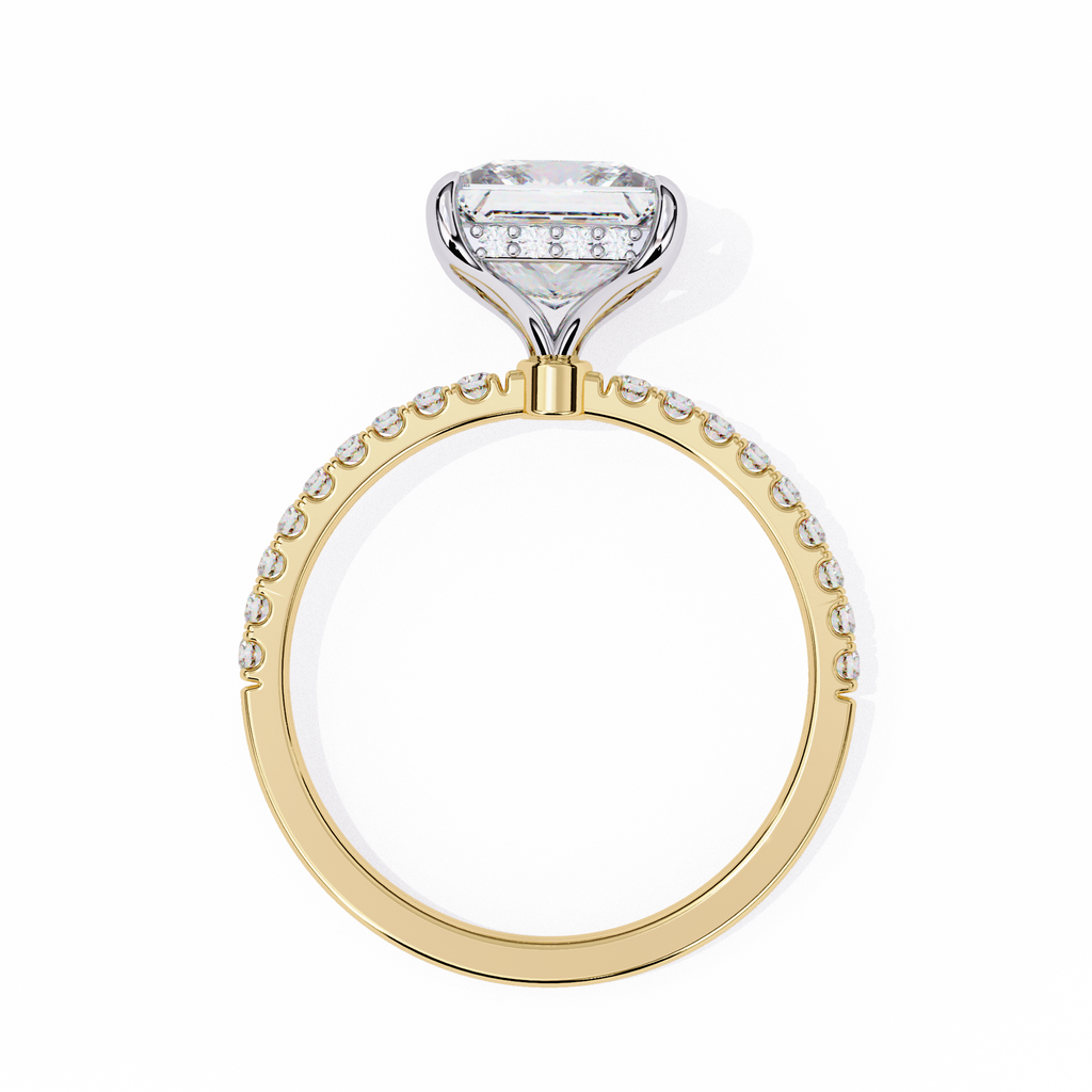 Princess-Cut Lab-Grown Diamond Solitaire Ring | Pavé Gallery & Pavé Shank | VR260091