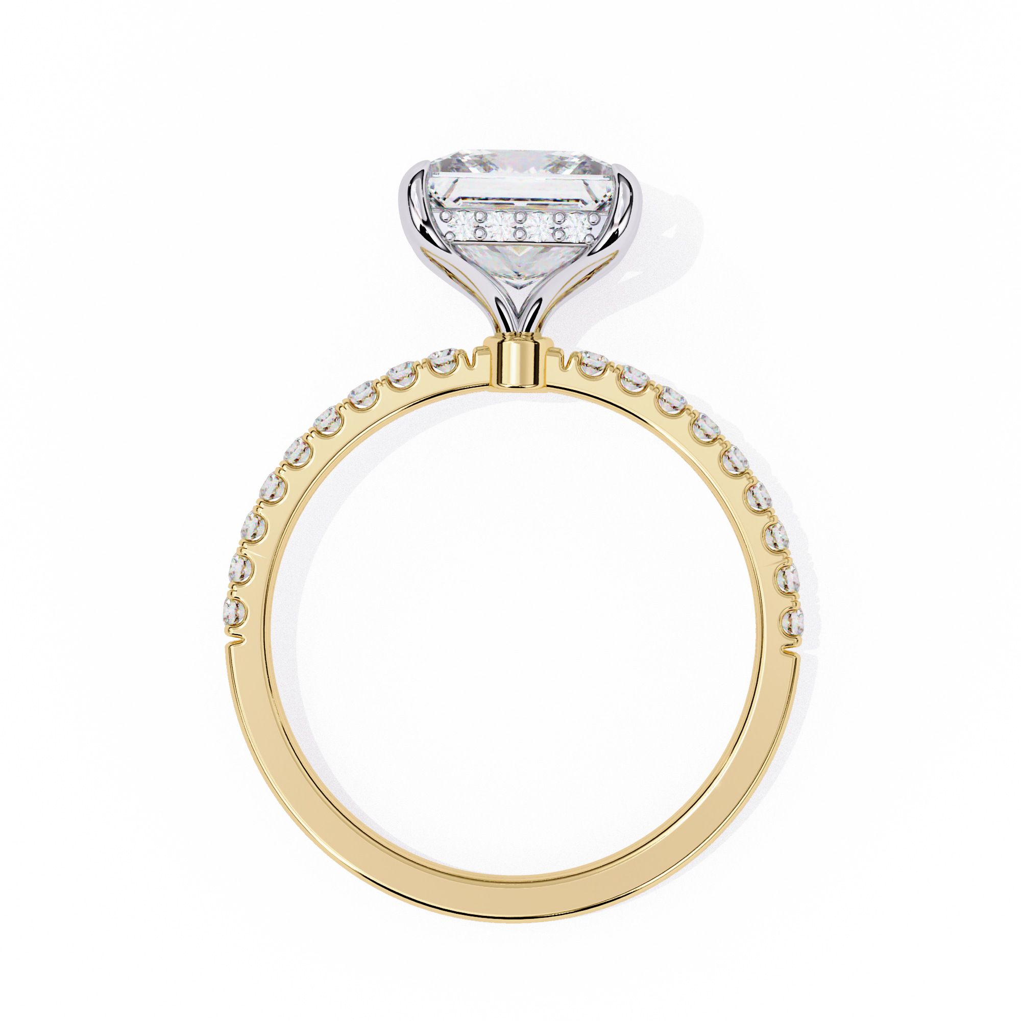 Princess-Cut Lab-Grown Diamond Solitaire Ring | Pavé Gallery & Pavé Shank | VR260091
