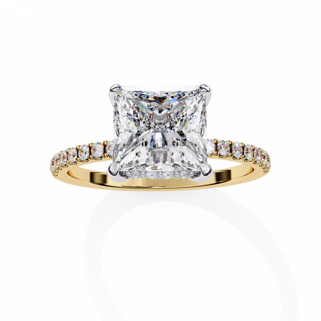 Princess-Cut Lab-Grown Diamond Solitaire Ring | Pavé Gallery & Pavé Shank | VR260091