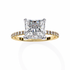 Princess-Cut Lab-Grown Diamond Solitaire Ring | Pavé Gallery & Pavé Shank | VR260091