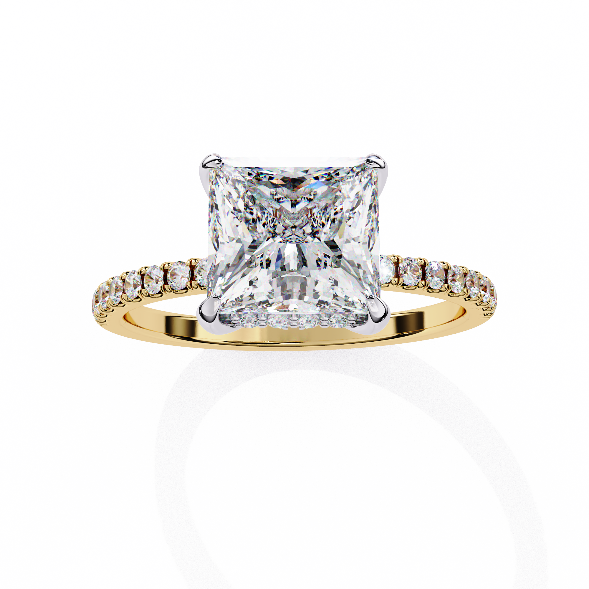 Princess-Cut Lab-Grown Diamond Solitaire Ring | Pavé Gallery & Pavé Shank | VR260091