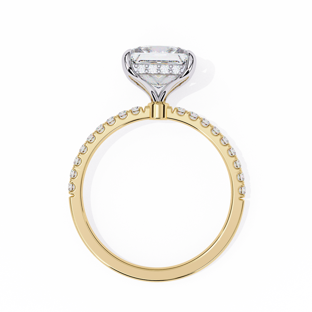 Princess-Cut Lab-Grown Diamond Solitaire Ring | Pavé Gallery & Pavé Shank | VR260091