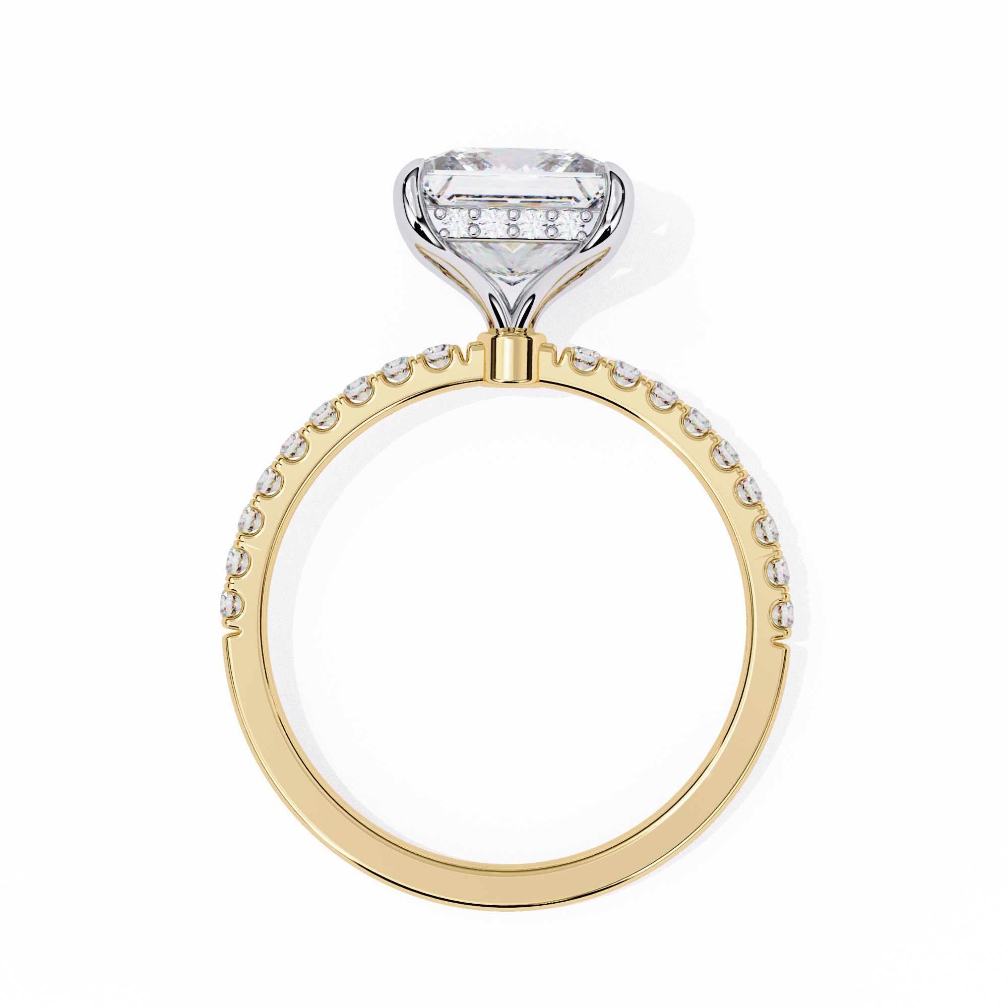 Princess-Cut Lab-Grown Diamond Solitaire Ring | Pavé Gallery & Pavé Shank | VR260091