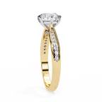 Round Brilliant Lab-Grown Diamond Solitaire Ring | Pavé Bridge & Shoulder Shank | VR260092