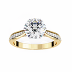 Round Brilliant Lab-Grown Diamond Solitaire Ring | Pavé Bridge & Shoulder Shank | VR260092